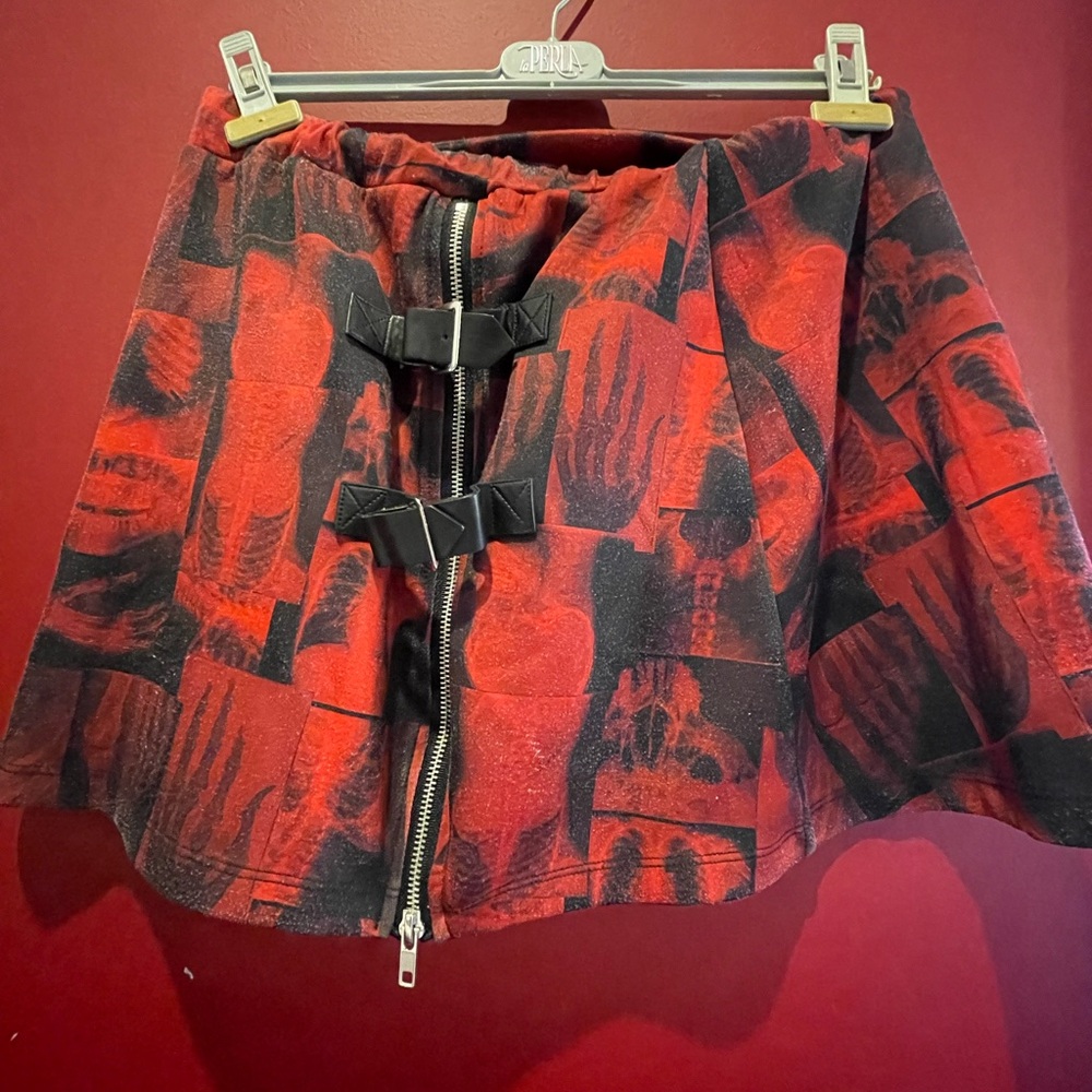 Red and Black X-Ray Skeleton Mini Skirt